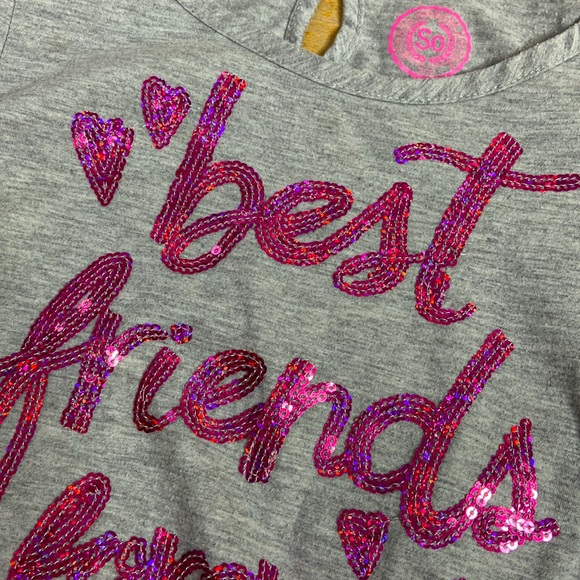 🌺 SO Sequin Best Friends Asymmetrical Hem Long Sleeve Shirt - Picture 6 of 7